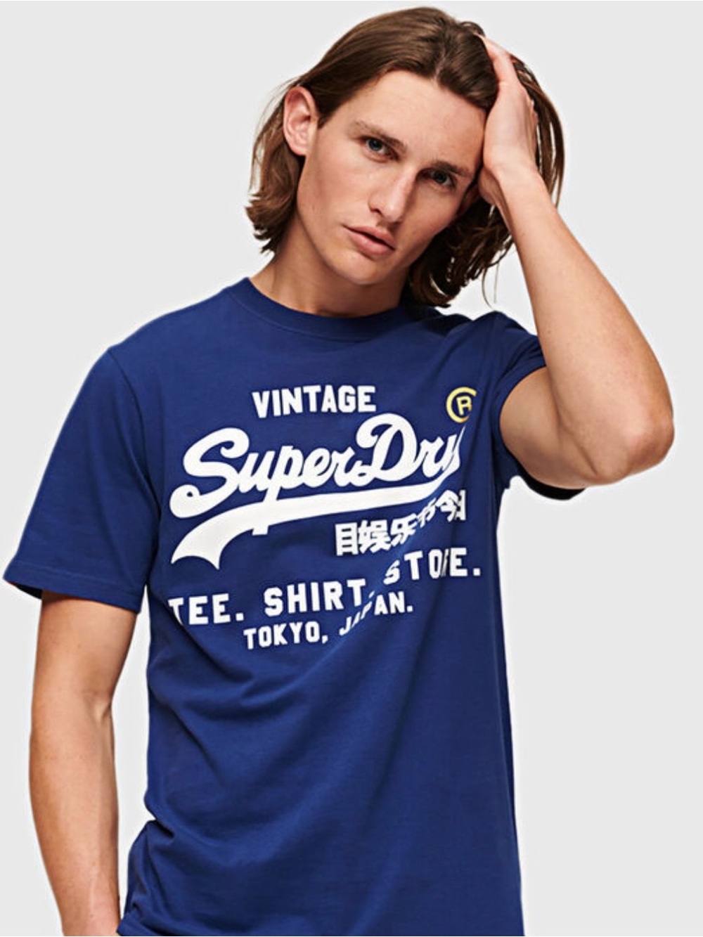 Superdry Men's Vintage Logo Tee - Royal Blue with White Print NWT Sz 2XL